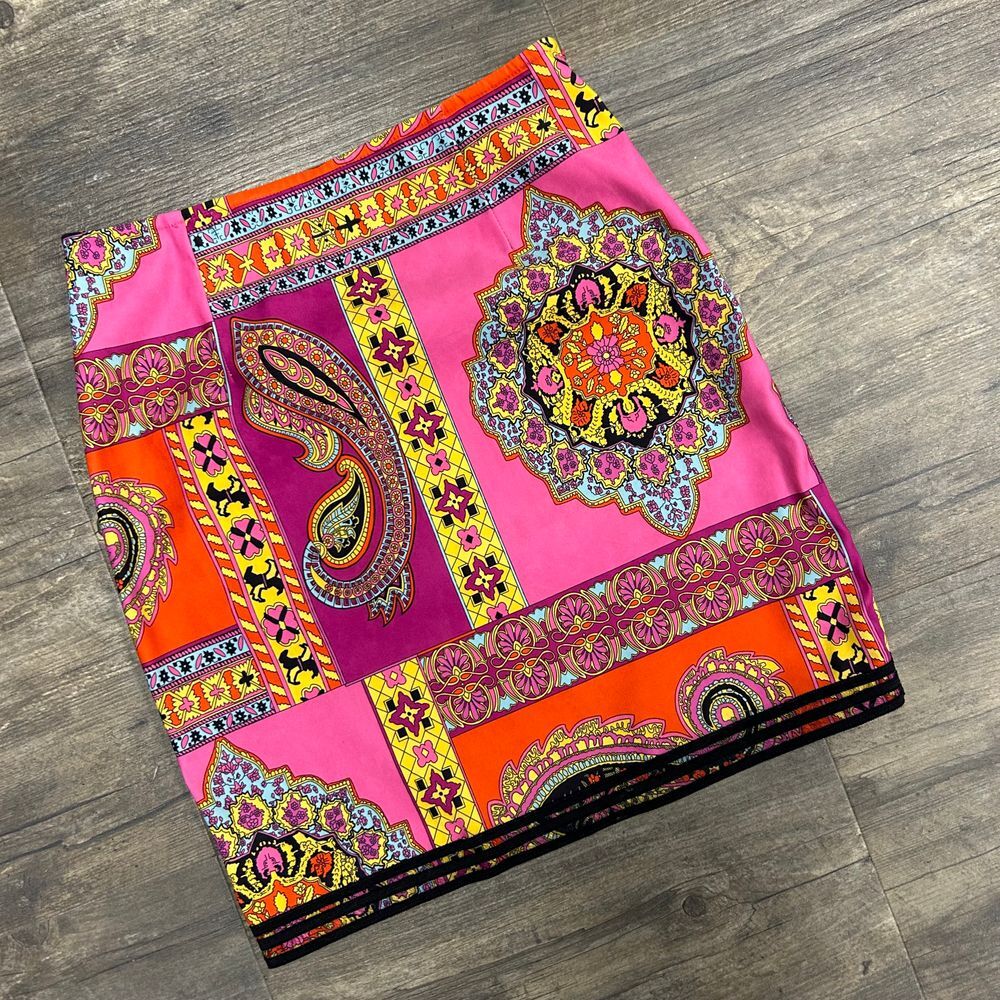Vintage Linda Segal Paisley‎ Skirt Women Size 6 Made In USA Lined EUC (467)